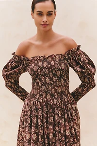 Ro's Garden Jocelyn Puff-Sleeve Maxi Dress