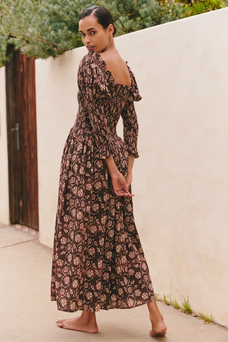 Ro's Garden Jocelyn Puff-Sleeve Maxi Dress