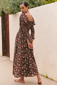 Ro's Garden Jocelyn Puff-Sleeve Maxi Dress