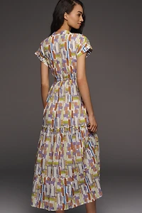 Ro's Garden Cotton Mumi Cap-Sleeve Midi Dress