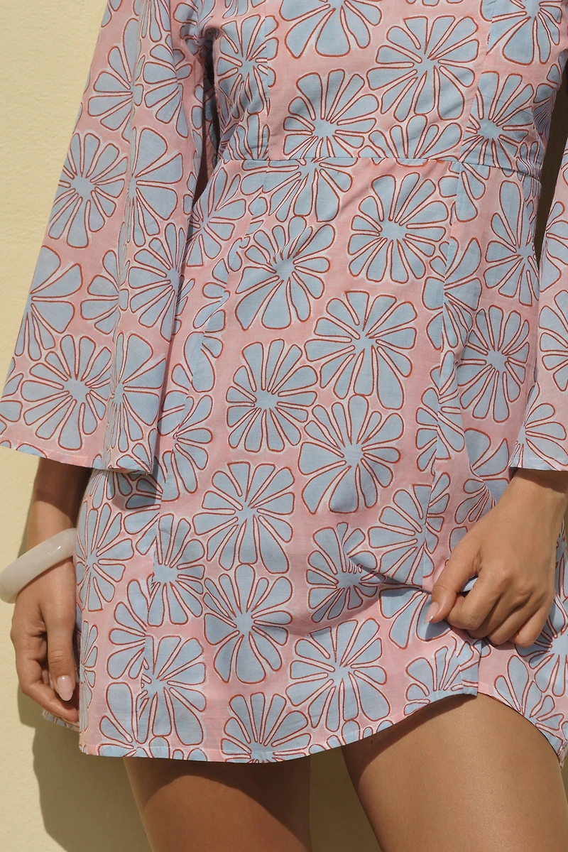 SZ Blockprints Mary Bell-Sleeve Mini Dress