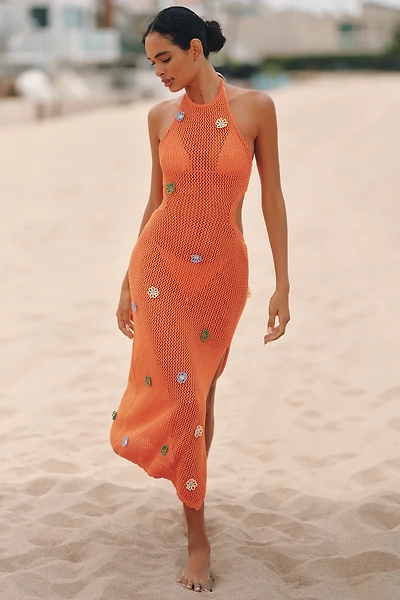 Celandine Crochet Halter Cover-Up Dress