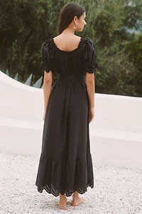 Sundays Meline Puff-Sleeve Off-The-Shoulder Midi Dress