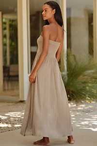 Sundays Jeanne Linen Blend Strapless Midi Dress