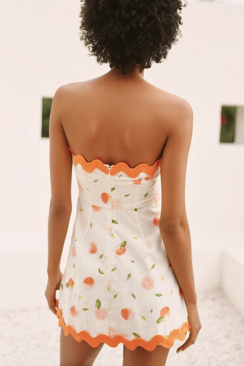 Flat White Circus Rickrack Strapless A-Line Mini Dress
