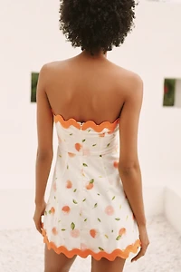 Flat White Circus Rickrack Strapless A-Line Mini Dress