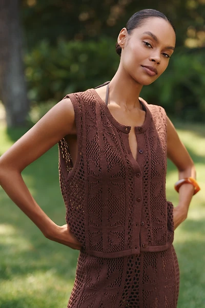 Celandine Bloom Crochet Button Front Top