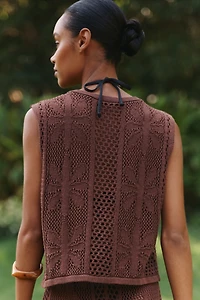 Celandine Bloom Crochet Button Front Top