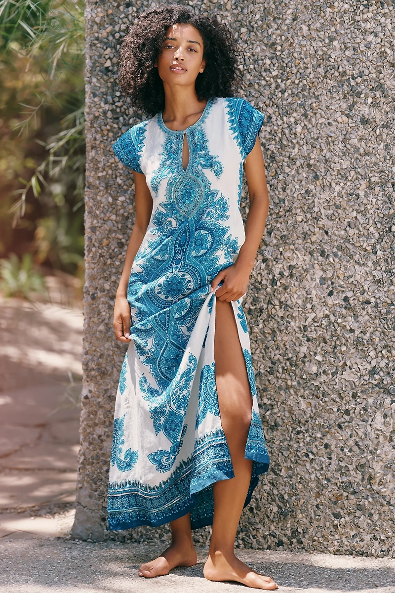 Calypso St. Barth Medallion 100% Linen Dress