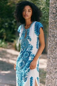 Calypso St. Barth Medallion 100% Linen Dress