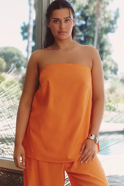 Eloquii Plus Linen Blend Column Tube Top