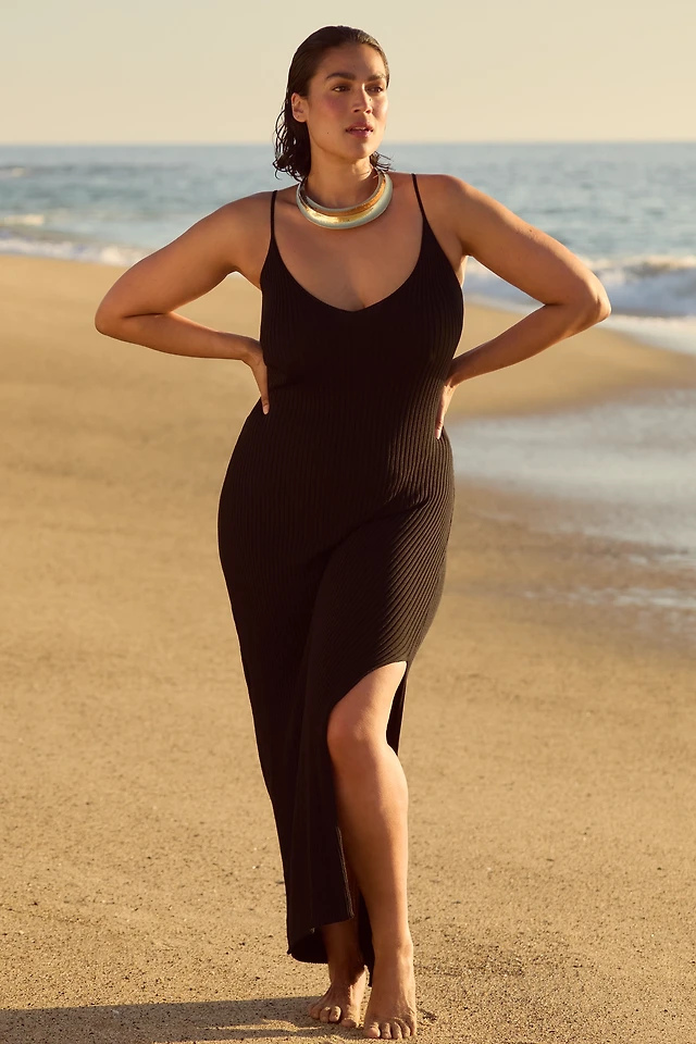 the aimee slim ribbed knit midi dress By Anthropologie The Aimee Slim Ribbed Knit Midi Dress
