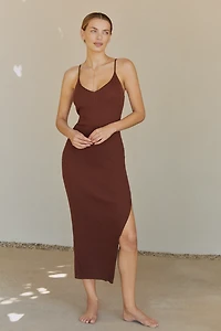 The Aimee Slim Ribbed Knit Midi Dress