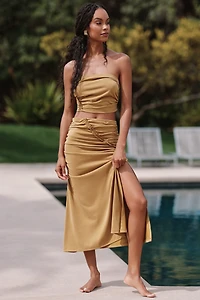 The Gabbie Strapless Ruched Tube Top by Celandine