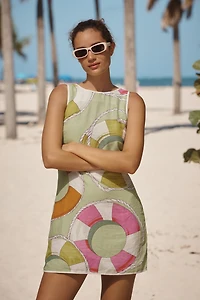 Celandine Pool Float Printed Linen Mini Dress