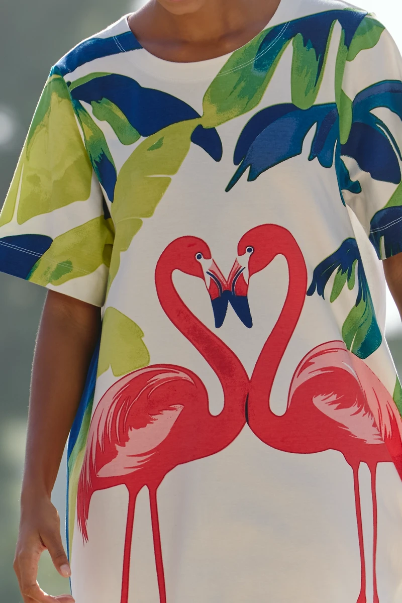 Celandine Short-Sleeve Cotton Swing Dress