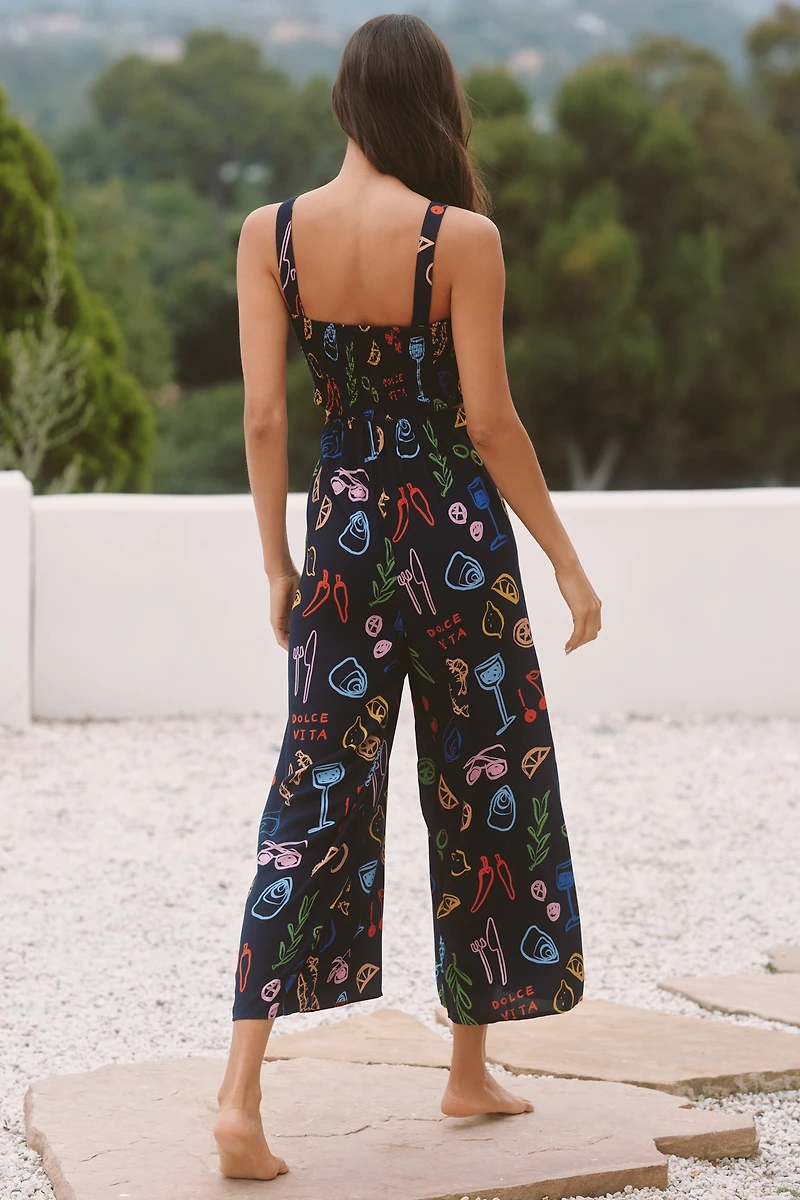 Jordan Nickson Square-Neck Smocked Cutout Jumpsuit