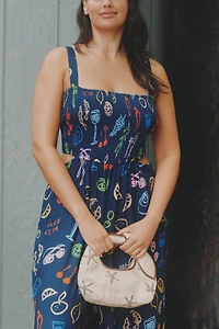 Jordan Nickson Square-Neck Smocked Cutout Jumpsuit
