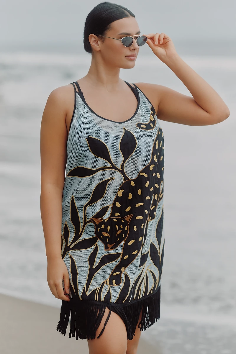 Celandine Safari Printed Fringe Mini Dress