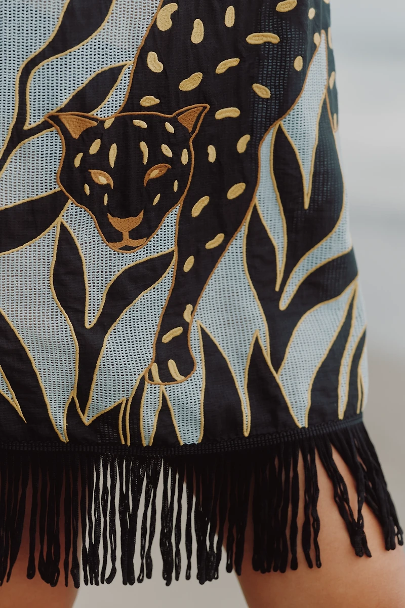 Celandine Safari Printed Fringe Mini Dress