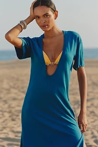 Celandine Cowl-Neck Hardware Maxi Dress