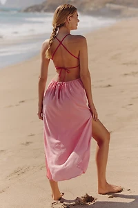 Celandine Linen Blend Shell Side-Cutout Midi Dress