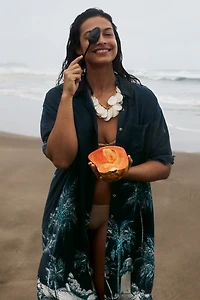 Celandine Long-Sleeve Sheer Maxi Shirt Dress