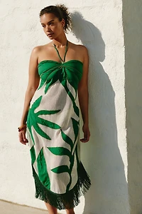 Celandine 100% Cotton Sunset Halter Midi Dress