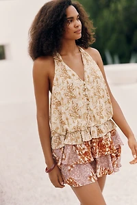 Celandine Plunge-Neck Mini Dress