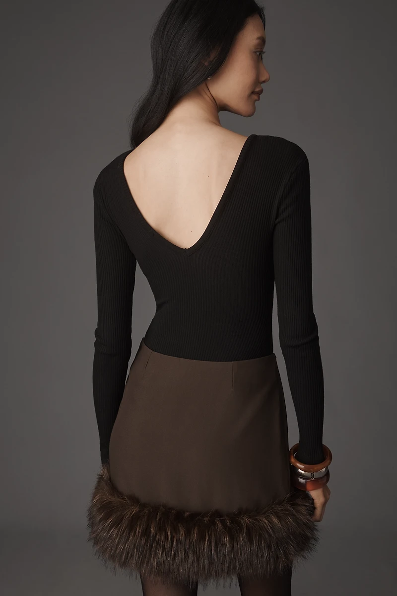 AGOLDE Darla Long-Sleeve V-Neck Bodysuit