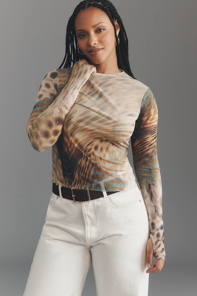 AFRM Kaylee Mesh Long-Sleeve Top
