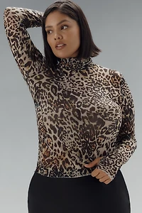 AFRM Zadie Plus Long-Sleeve Turtleneck Mesh Top
