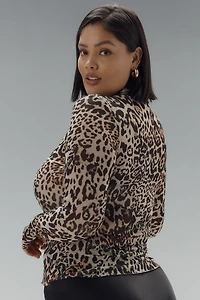 AFRM Zadie Plus Long-Sleeve Turtleneck Mesh Top