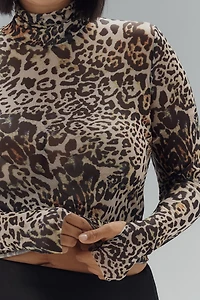 AFRM Zadie Plus Long-Sleeve Turtleneck Mesh Top