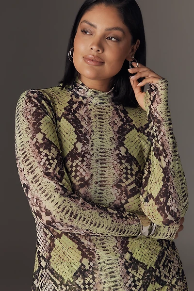 AFRM Zadie Plus Long-Sleeve Turtleneck Mesh Top