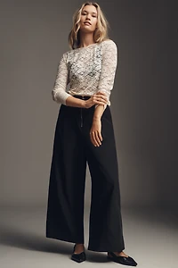 By Anthropologie Long-Sleeve Lace Crew-Neck Top