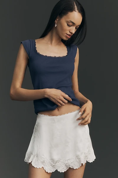 Maeve Lace-Trim Cap-Sleeve Shirt