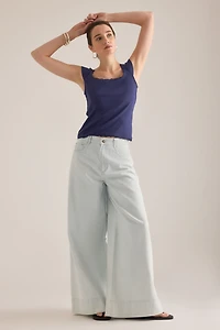 Maeve Lace-Trim Cap-Sleeve Shirt