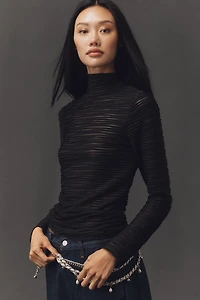 Pilcro Metallic Textured Turtleneck Top