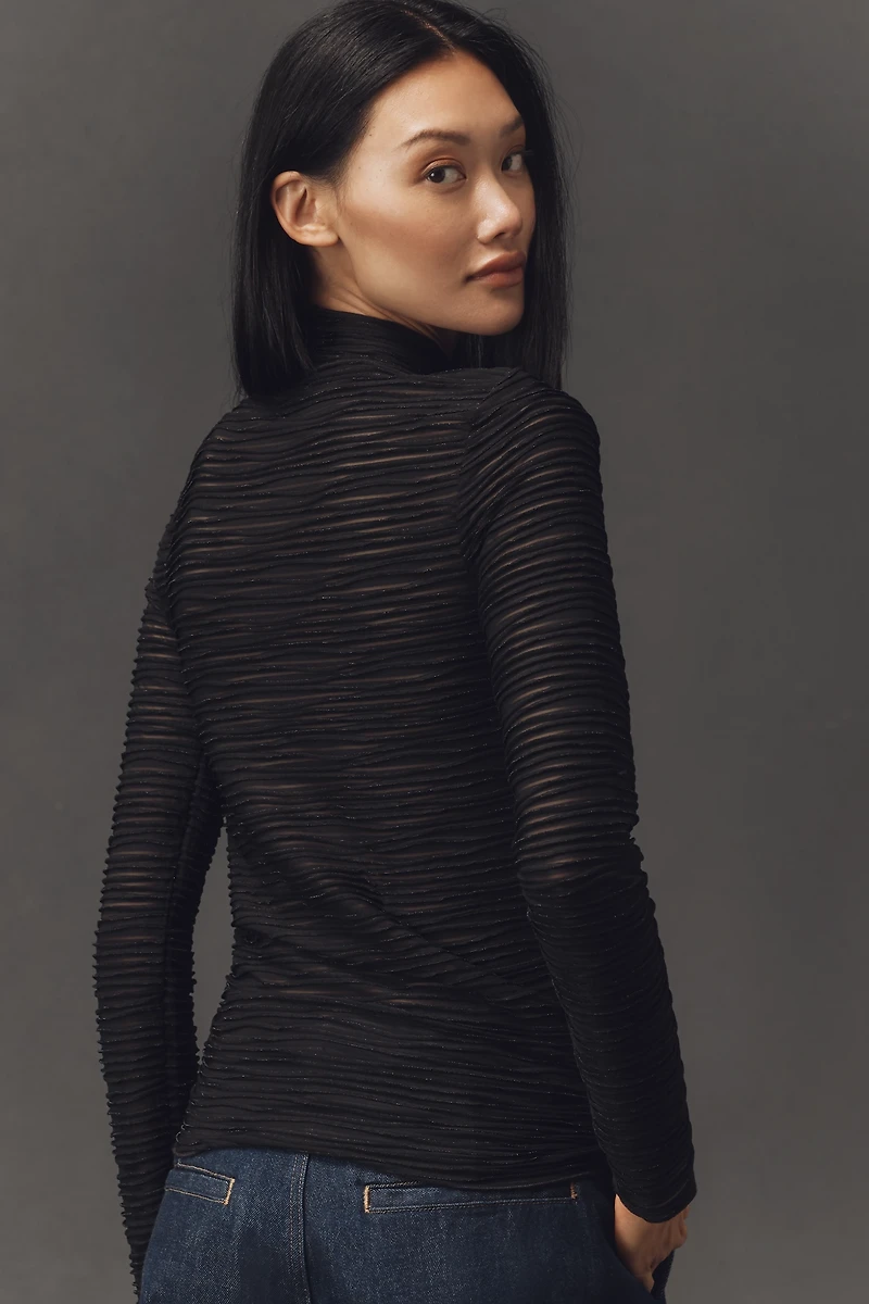 Pilcro Metallic Textured Turtleneck Top