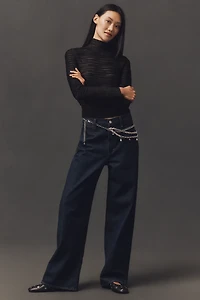 Pilcro Metallic Textured Turtleneck Top