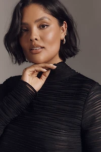 Pilcro Metallic Textured Turtleneck Top