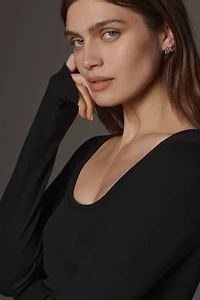 Maeve Long-Sleeve Scoop-Neck Ribbed Tee