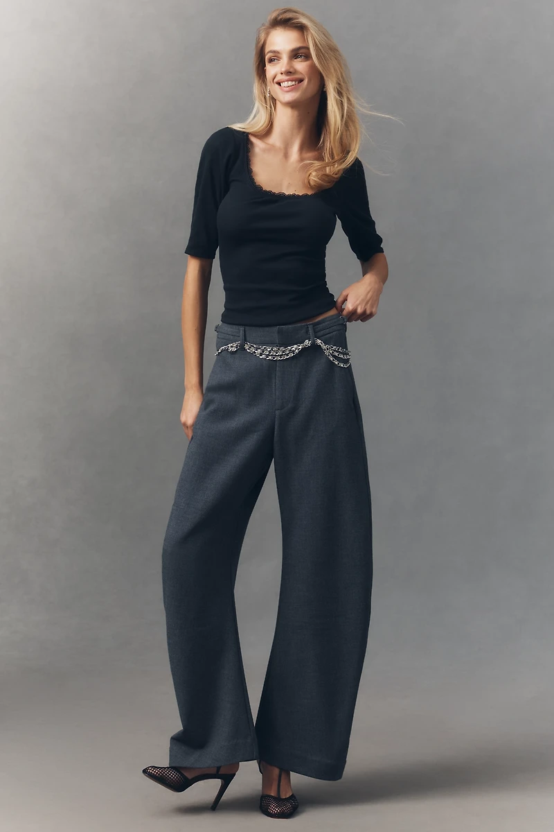 Maeve Lace-Trimmed Three-Quarter Sleeve Top