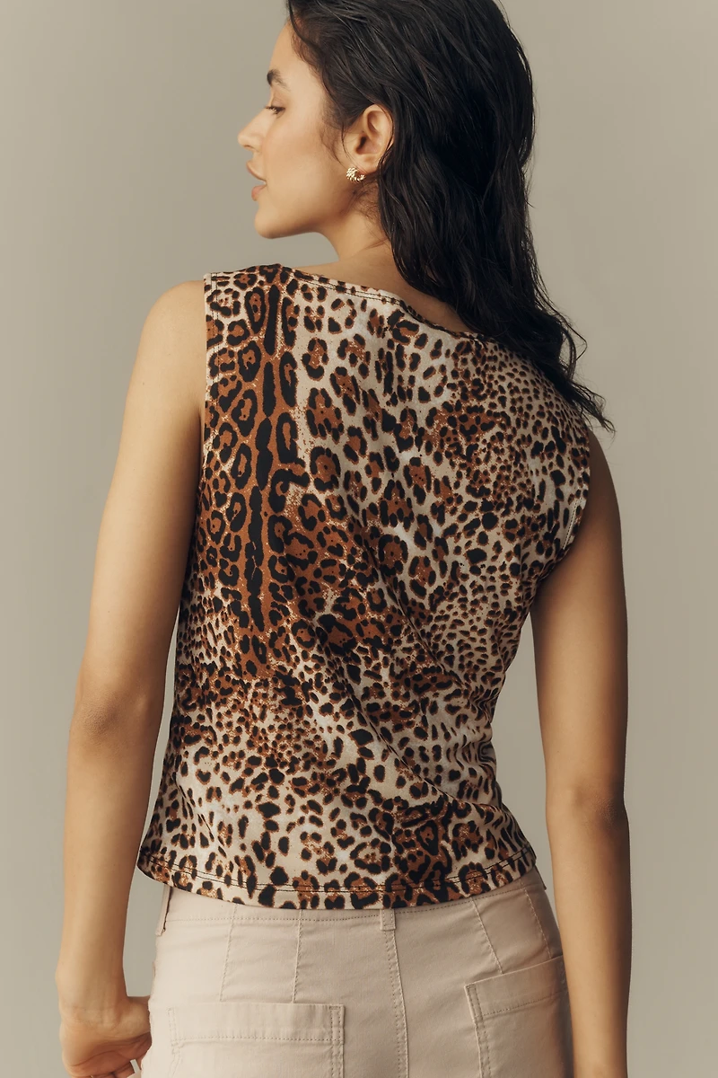Maeve Sleeveless Printed Boat-Neck Tank