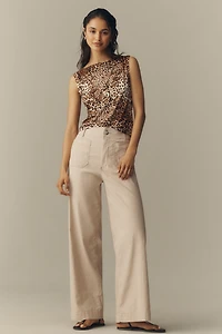 Maeve Sleeveless Printed Boat-Neck Tank