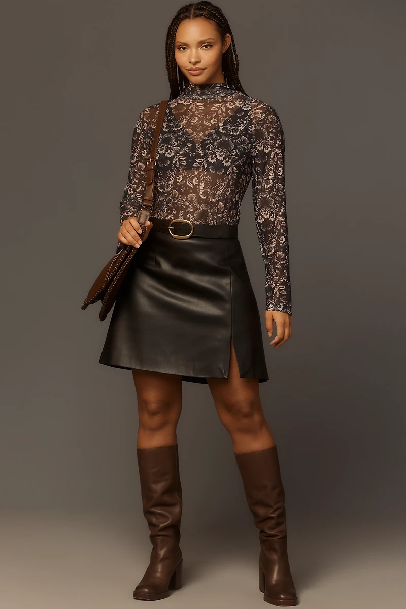 By Anthropologie Mesh Turtleneck Top