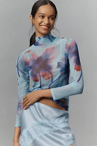 By Anthropologie Mesh Turtleneck Top