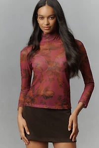 By Anthropologie Mesh Turtleneck Top