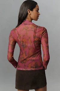 By Anthropologie Mesh Turtleneck Top